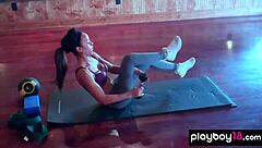 extra small latina jessica burciaga strips lingerie teasing shaved pussy big tits