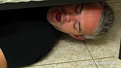 Sarah Lace Fingers Pussy with Dildo as Step-Dad Spies Under Bed