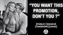 he pounds her wet pussy in office for promotion - real amateur creampie couple