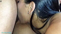 two lesbians squirt wildly on my huge cock after ass licking frenzy