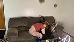 blonde slut gags on huge black cock dominated at casting