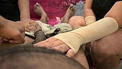 Two beautiful Indian girls threesome handjob dick massage happy ending