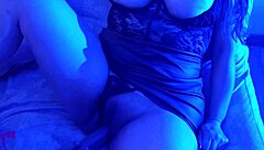 hot latina milf glows blue light oral dildo juicy pussy orgasms flow