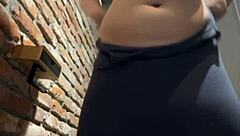 Slim blonde sucks big cock sexy public blowjob outdoors