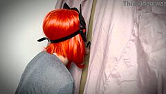 ginger amateur spots the gloryhole and starts teasing with her homemade blowjob skills