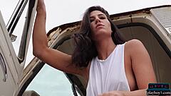 carmen nikole petite portuguese milf strips sensually outdoors baring small tits