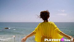 hot latina milf cj sparxx strips out of sexy yellow clothes outdoors