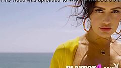 hot latina milf cj sparxx strips out of sexy yellow clothes outdoors