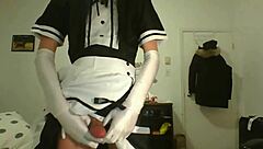 Asian Sissy Maid Gulps Down Every Last Cum Drop After Wild Facial Cumshot in Stockings
