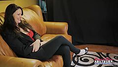 busty kylie shae loves deepthroating cock while rubbing her big shaved tits