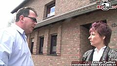 flirted with skinny german milf housewife on street then fucked her