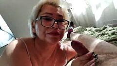 aimee the hot milf housewife deepthroats married cocks like a queen, fingering pussy and licking balls close up