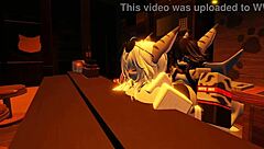 Shark girl furry gets wild solo fun in roblox bedroom play