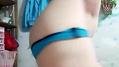 Glasses girl flashes her hot stuff all alone