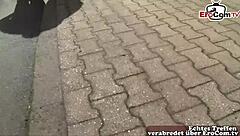 flirted with skinny german milf housewife on street then fucked her