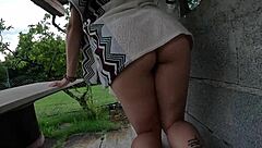 I'm walking outdoors stripping 'cause my pussy's too excited wet