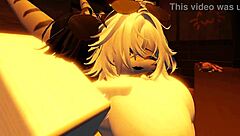 Shark girl furry gets wild solo fun in roblox bedroom play