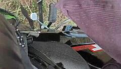 dick flashed outdoors with handjob orgasm as ladies watch from afar