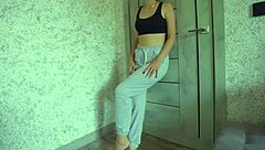 yoga teen fuck doll pisses desperation in sweatpants clit tease