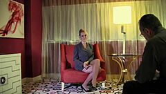 Kristyna in lingerie teases with close-up fingering and masturbation during her bdsm casting interview