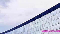 hey beach volleyball babes dive into wild bikini pool party fun