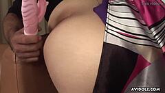 She spreads wide as fingers fill her pink gash then toy stimulates deep inside