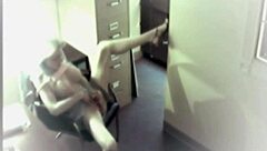 busty blonde office slut spies hidden cam dildoing pussy at work solo