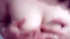 Glasses girl flashes her hot stuff all alone