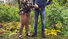 a couple pees together outdoors bonding their wet fetish forever