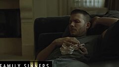 😈 busty milf spreads her wet pussy on bed waiting for daughter's husband to fuck her hard while he watches 👅💦