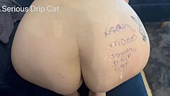 REAL ASS CUMSHOT on tight teen shaved pussy bent over homemade