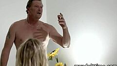 Stepdad Gets Seduced by His Stepdaughter's Hot Brunette Friend in Steamy 3some with Cum Swallow and Wet Pussy Action