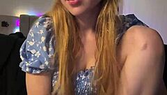 blonde teen bends over doggystyle fingering wet shaved pussy with big natural tits on webcam