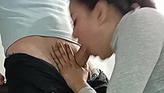 she deepthroats huge cock before massive facial cumshot lands