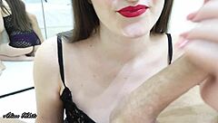 Blowjob With Red Lips Sucking Curvy Girlfriend Deepthroat Cum In Petite Mouth Bedroom Homemade