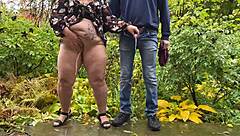 a couple pees together outdoors bonding their wet fetish forever