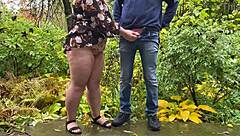 a couple pees together outdoors bonding their wet fetish forever