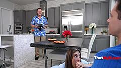 he dives deep into stepmom fucking while stepdad stays glued to his game downstairs