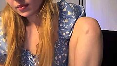 blonde teen bends over doggystyle fingering wet shaved pussy with big natural tits on webcam