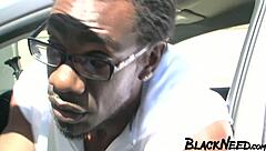 busty ebony fitness babe takes massive bbc deep in her wet pussy