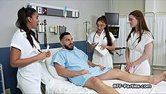 Naughty teen patient tempted by hospital doctors in steamy foursome