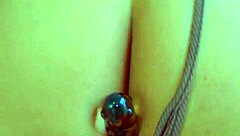 desi beauty shoves glass dildo deep in close-up wet play!