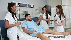 Naughty teen patient tempted by hospital doctors in steamy foursome