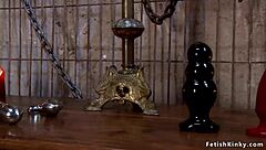 ebony ass stretched by acrylic toy then fisted deep and gaping