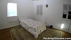 harvard gal dakota bleu in glasses gags on monster cock deepthroat pov then rides doggystyle with spanking and cumshot