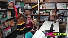 tattooed cutie gets pounded hard on the desk by huge cock