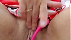 Horny Mature Blonde Milf Fingers Her Massive Natural Tits to Orgasm