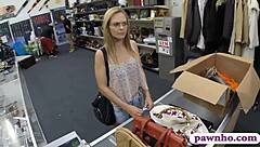 imagine spying that amateur babe in glasses taking pawn keeper's huge cock deep