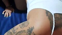 couple of friends at home get playful with creampie fun