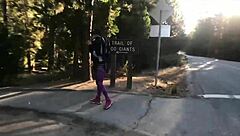 we're fucking hard right on the sequoias trail with huge tits bouncing